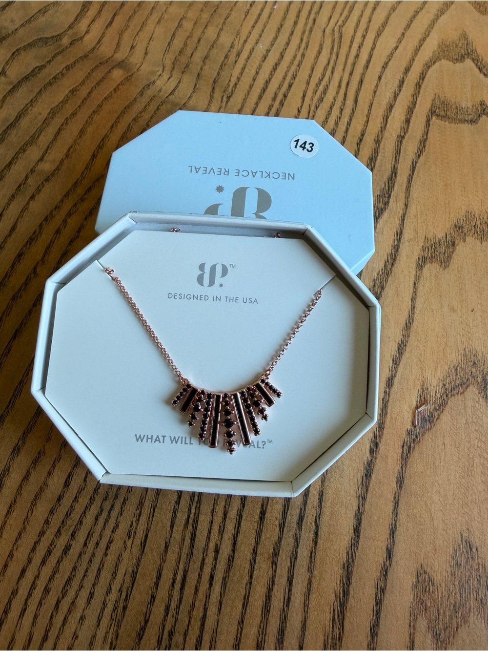 Elegant Rose Gold Fringe Necklace with Dark Accent Stones